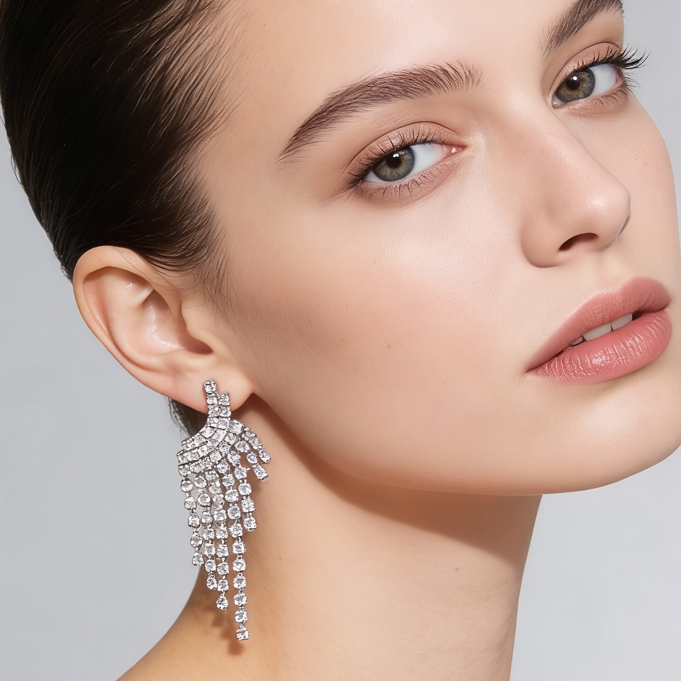 Women's Rhinestone Wing and Tassel Earrings